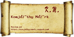 Komjáthy Márk névjegykártya